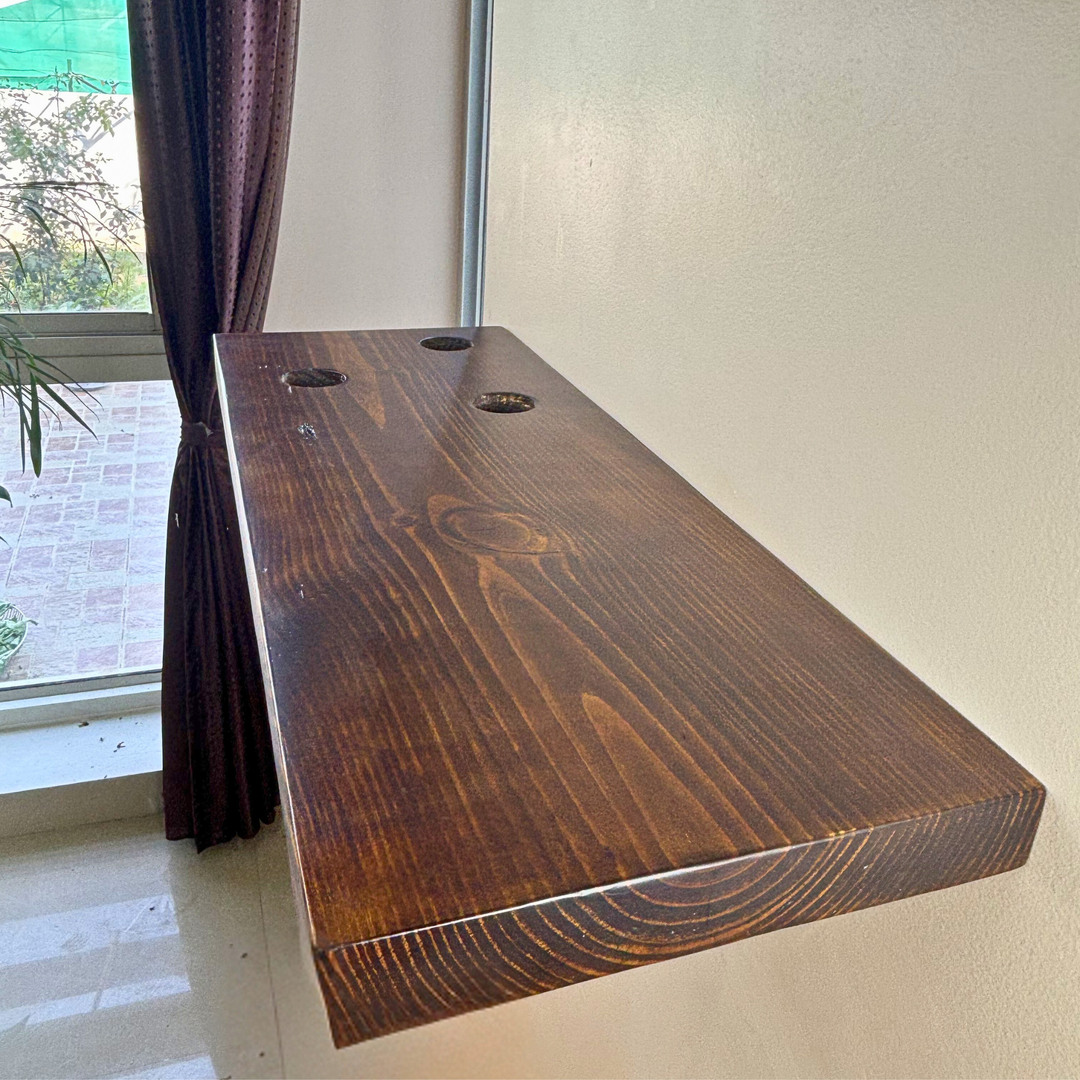 Cell 3 – Solid Wood Floating Shelf | Classic Walnut Matt | 2 Ft × 9 In