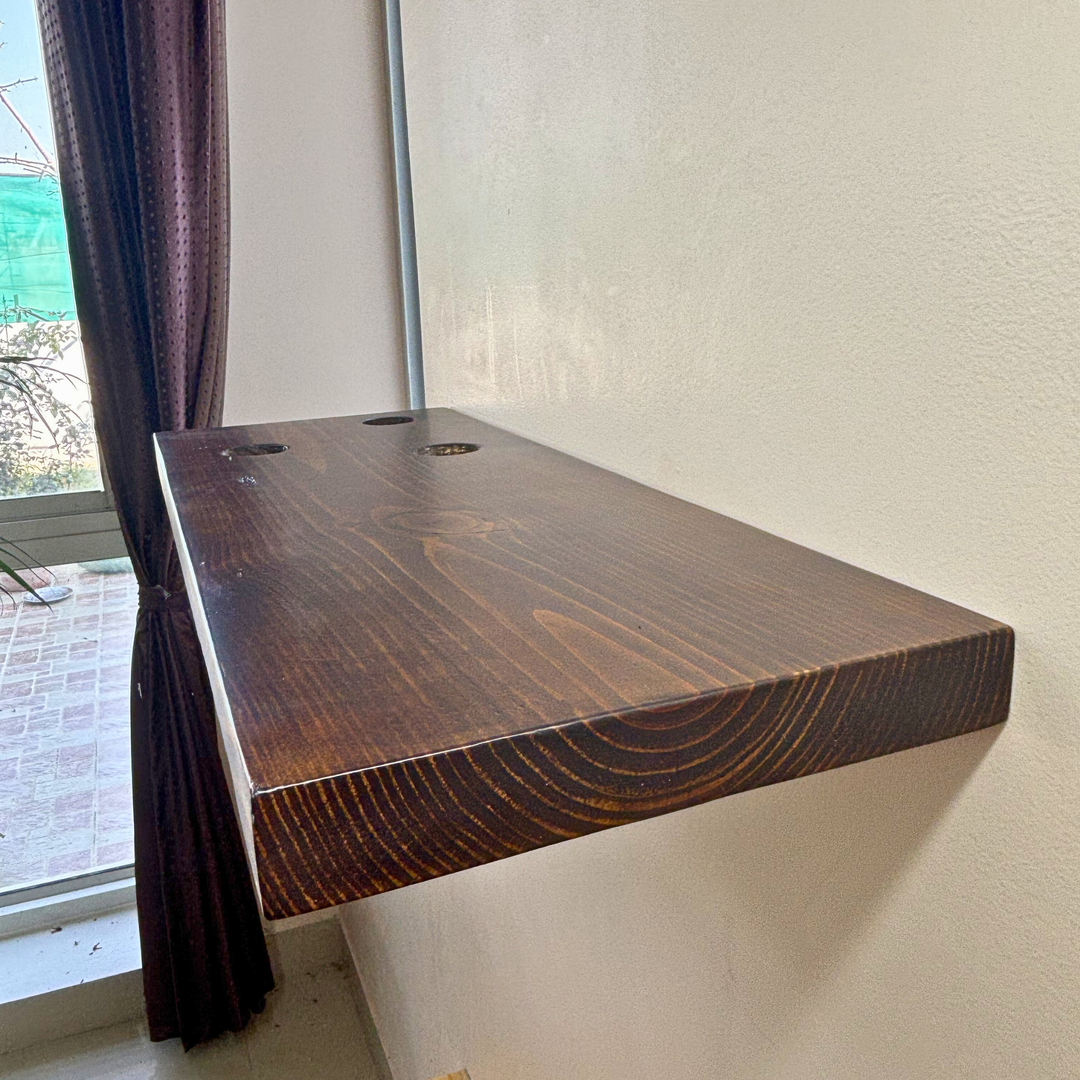 Cell 3 – Solid Wood Floating Shelf | Classic Walnut Matt | 2 Ft × 9 In