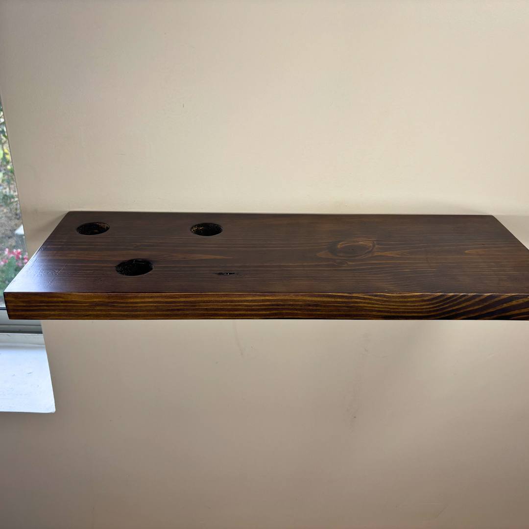 Cell 3 – Solid Wood Floating Shelf | Classic Walnut Matt | 2 Ft × 9 In