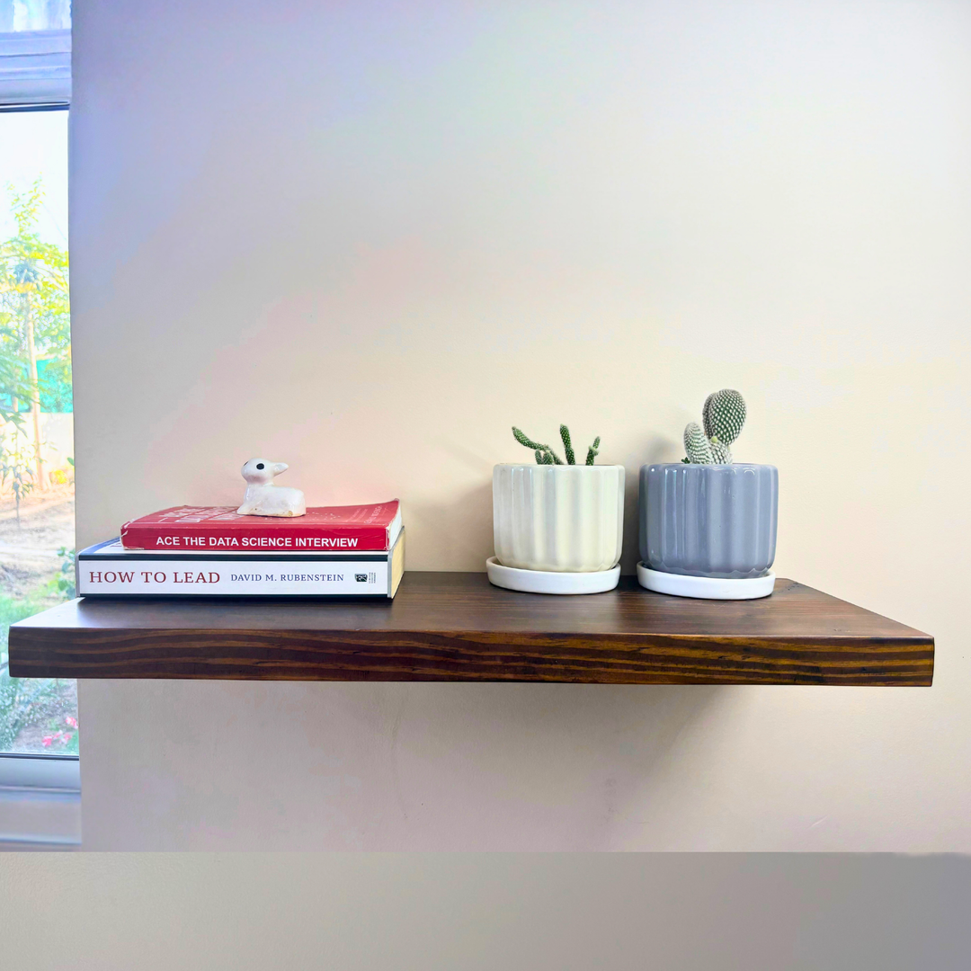 Prism – Solid Wood Floating Shelf | Classic Walnut | Matt Finish | 9in Deep | 35mm Thick