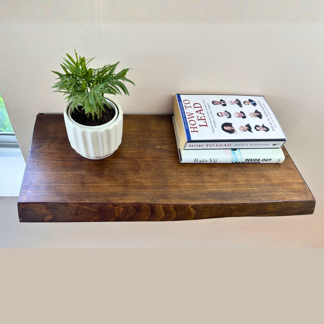 Live Edge – Steam Beech Wood Floating Shelf | 11 In × 24 In
