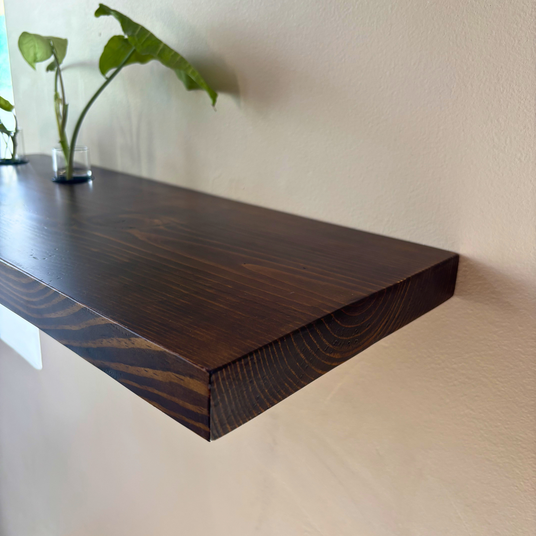 Cell 3 – Solid Wood Floating Shelf | Classic Walnut Matt | 2 Ft × 9 In