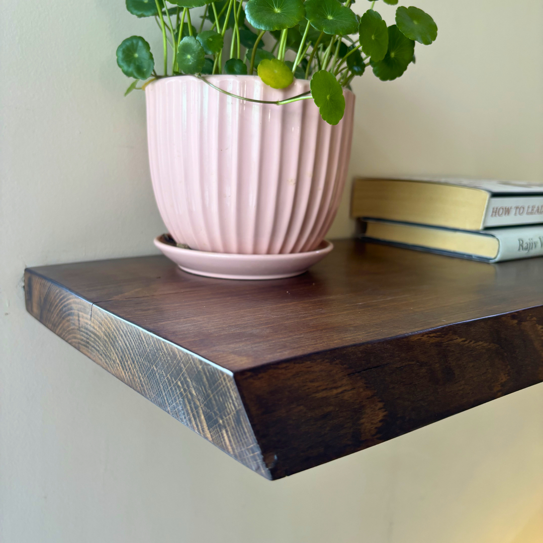 Live Edge – Steam Beech Wood Floating Shelf | 11 In × 24 In