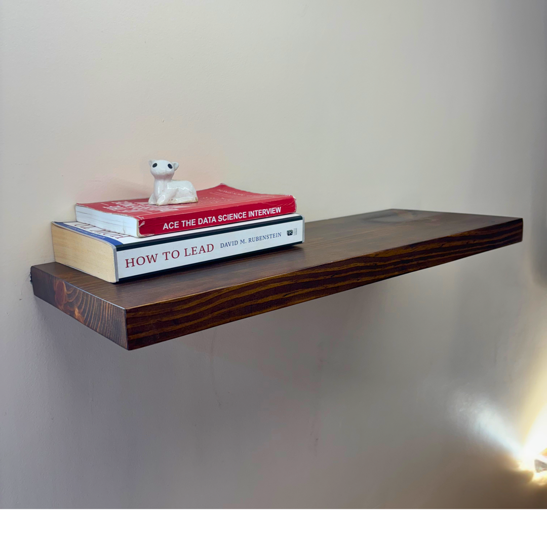 Prism – Solid Wood Floating Shelf | Classic Walnut | Matt Finish | 9in Deep | 35mm Thick