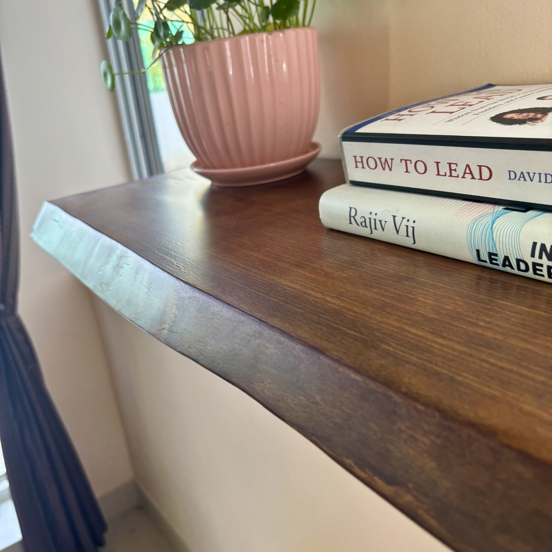 Live Edge – Steam Beech Wood Floating Shelf | 11 In × 24 In