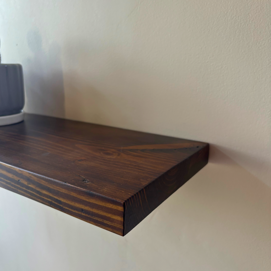 Prism – Solid Wood Floating Shelf | Classic Walnut | Matt Finish | 9in Deep | 35mm Thick