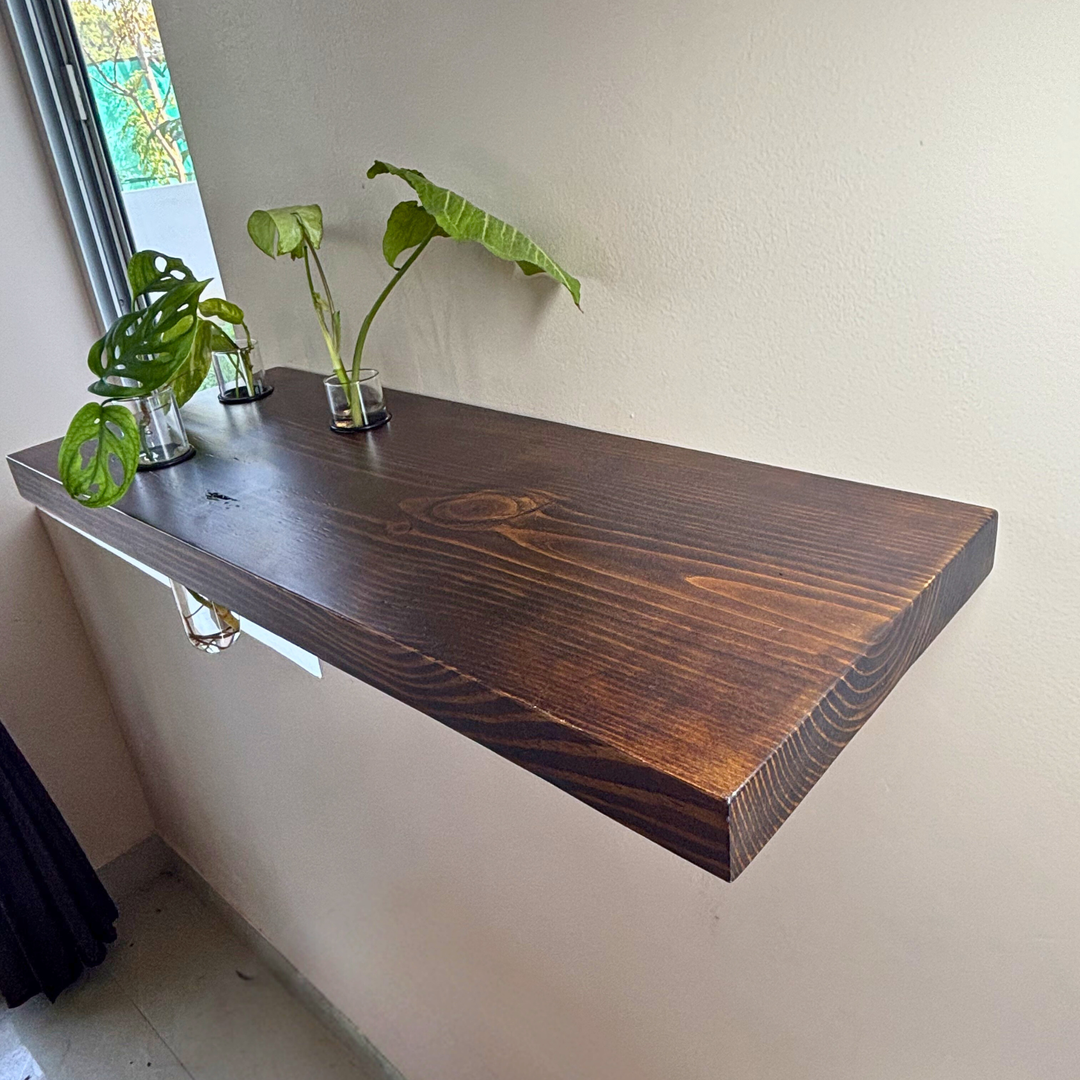 Cell 3 – Solid Wood Floating Shelf | Classic Walnut Matt | 2 Ft × 9 In