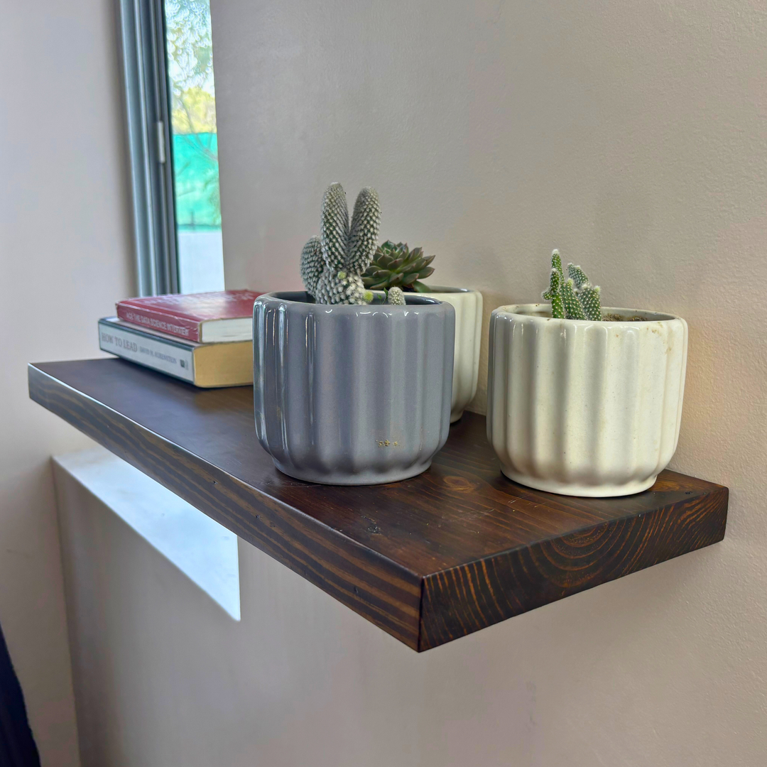 Prism – Solid Wood Floating Shelf | Classic Walnut | Matt Finish | 9in Deep | 35mm Thick