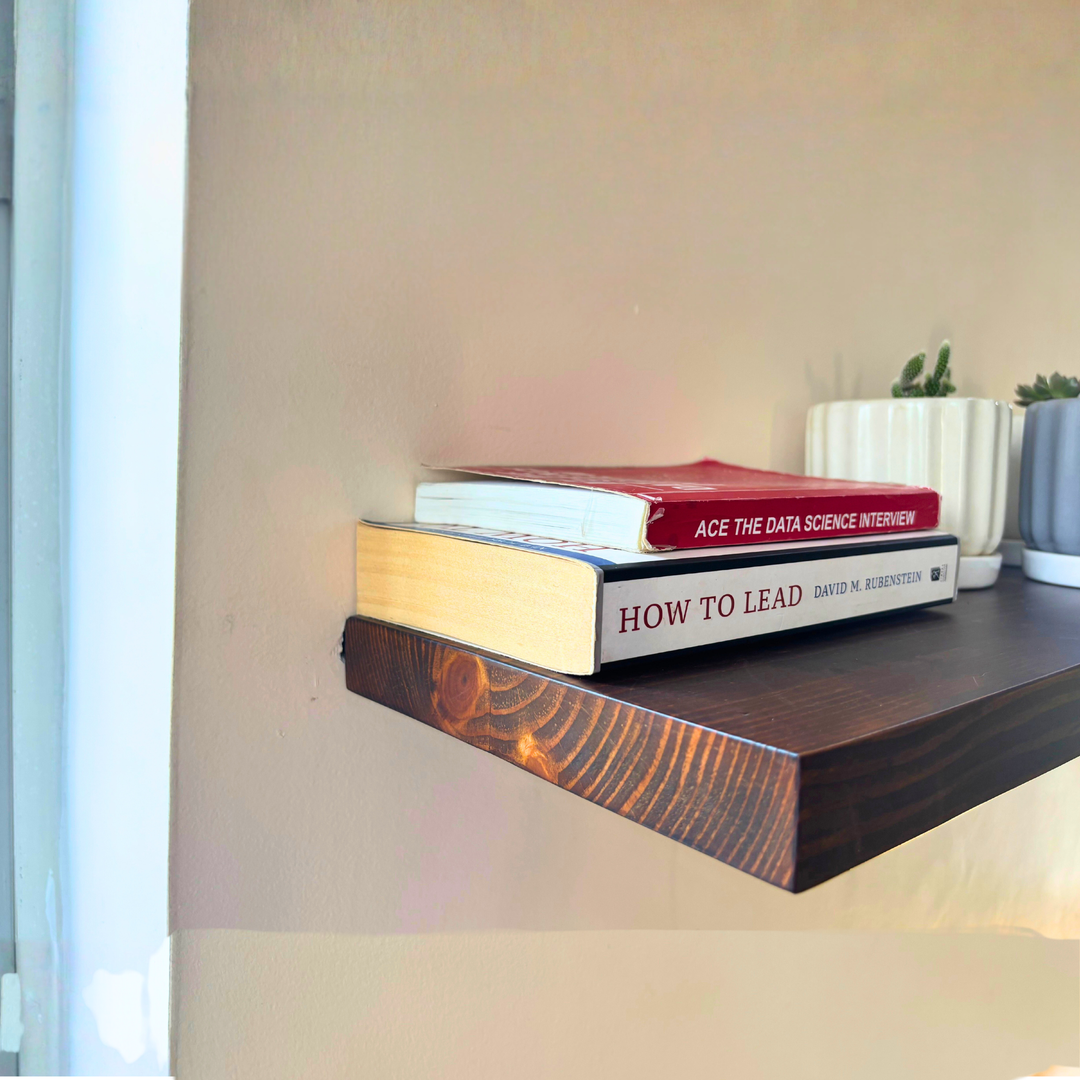 Prism – Solid Wood Floating Shelf | Classic Walnut | Matt Finish | 9in Deep | 35mm Thick