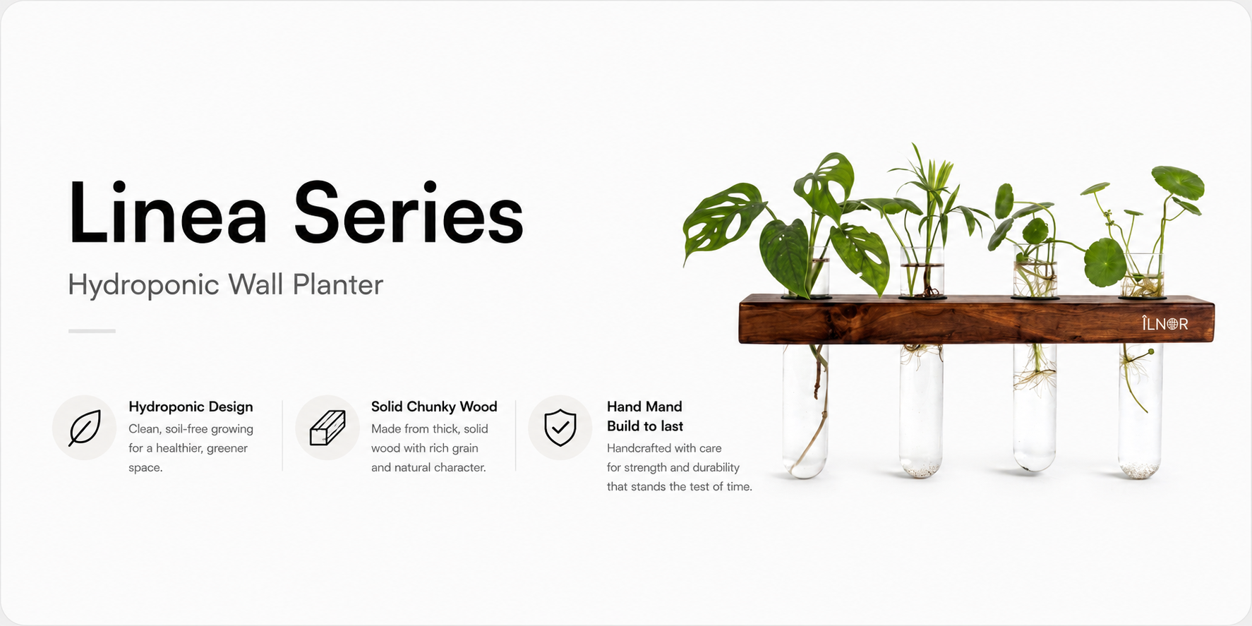 hydroponic wall planter Linea 4 Clear Natural Hydroponic Wall Planter