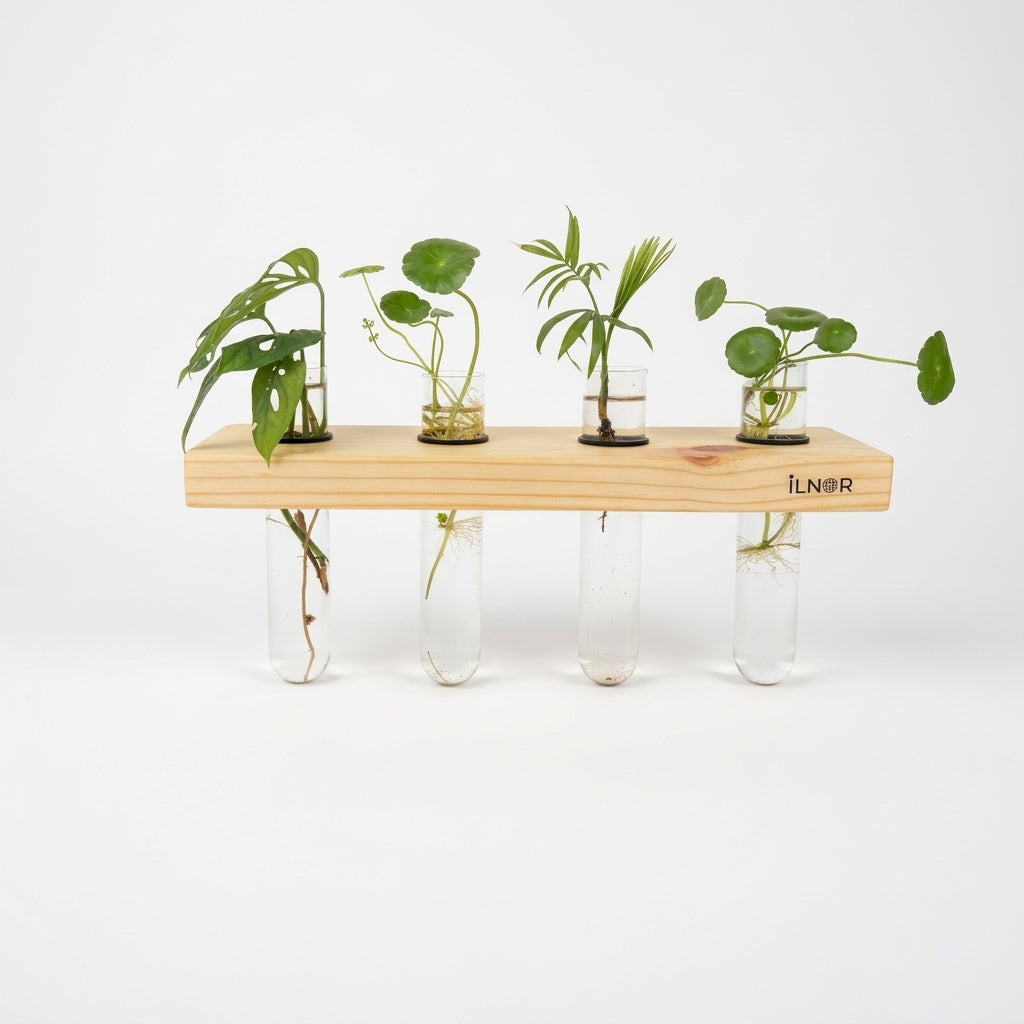 Solid Wood Hydroponic Wall Planter Set – Clear Natural | Linea Series by ILNOR